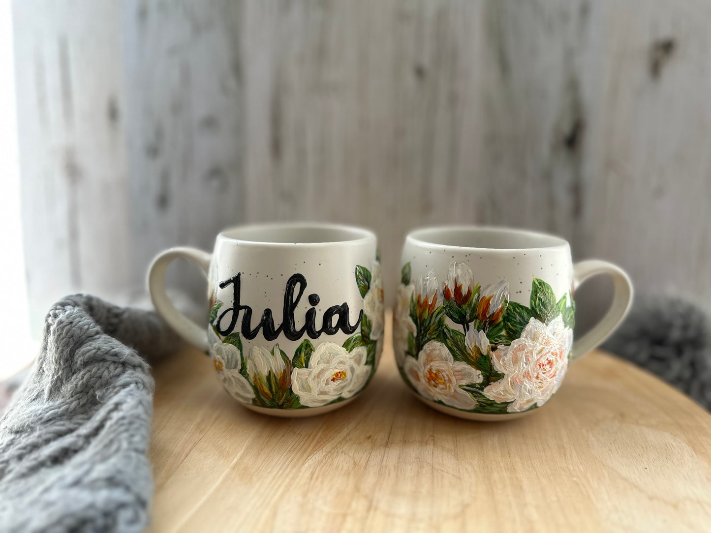 Hand Painted Gardenia Flower Mug