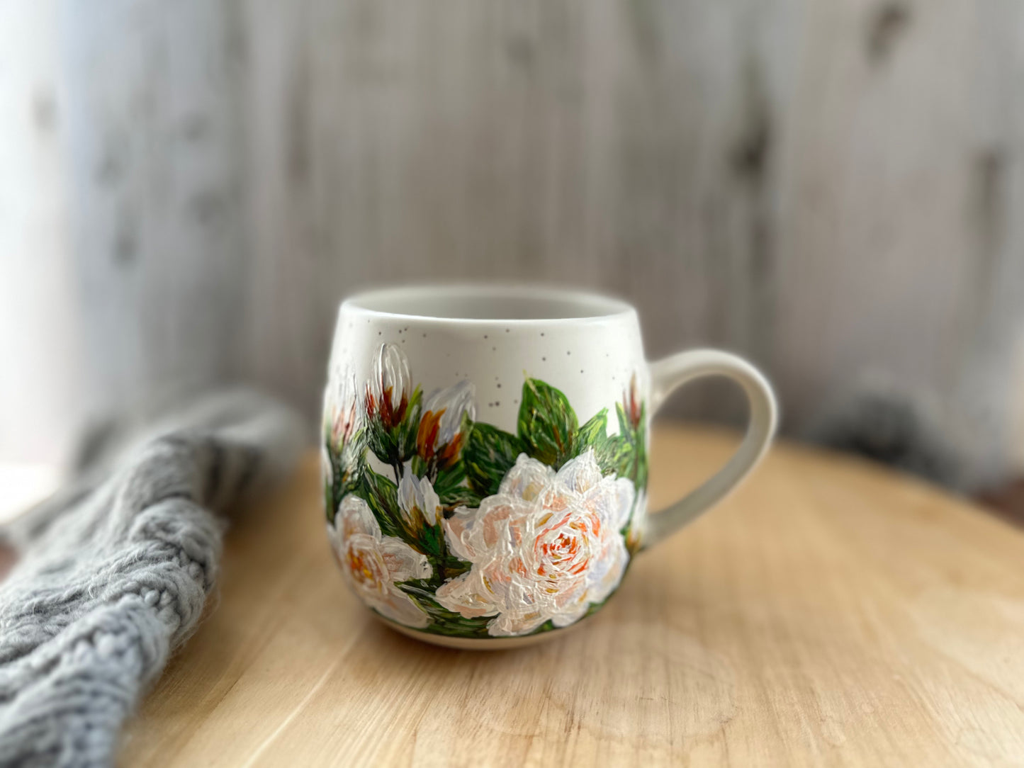 Hand Painted Gardenia Flower Mug