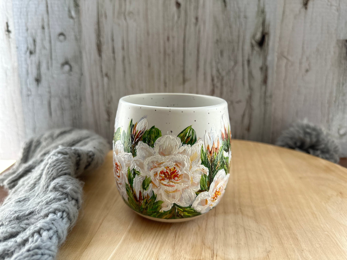 Hand Painted Gardenia Flower Mug