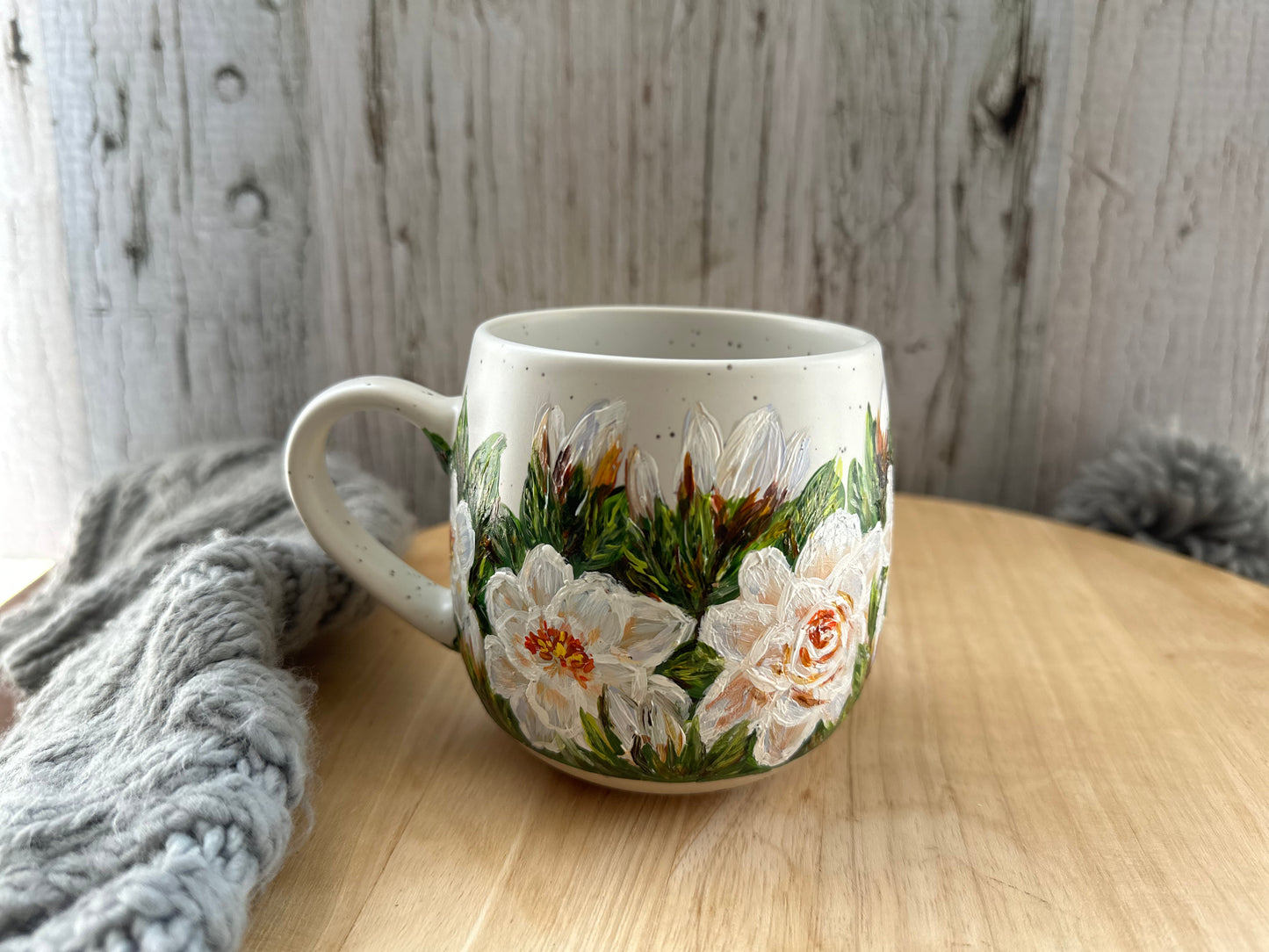 Hand Painted Gardenia Flower Mug