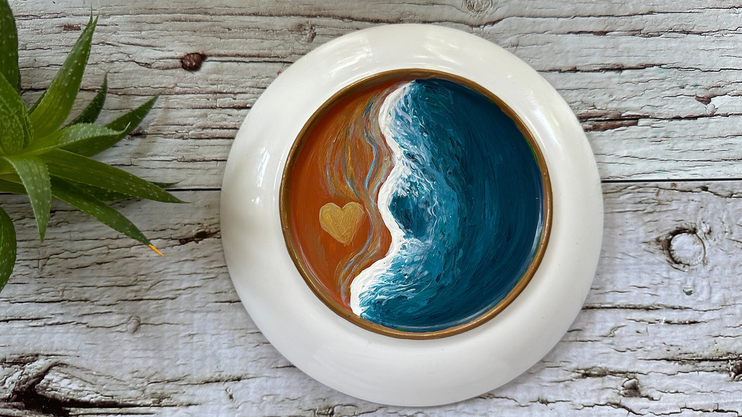 Hand Painted Beach Engagement Ring Dish