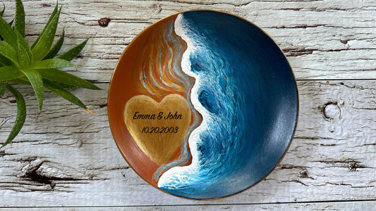 Hand Painted Beach Engagement Ring Dish