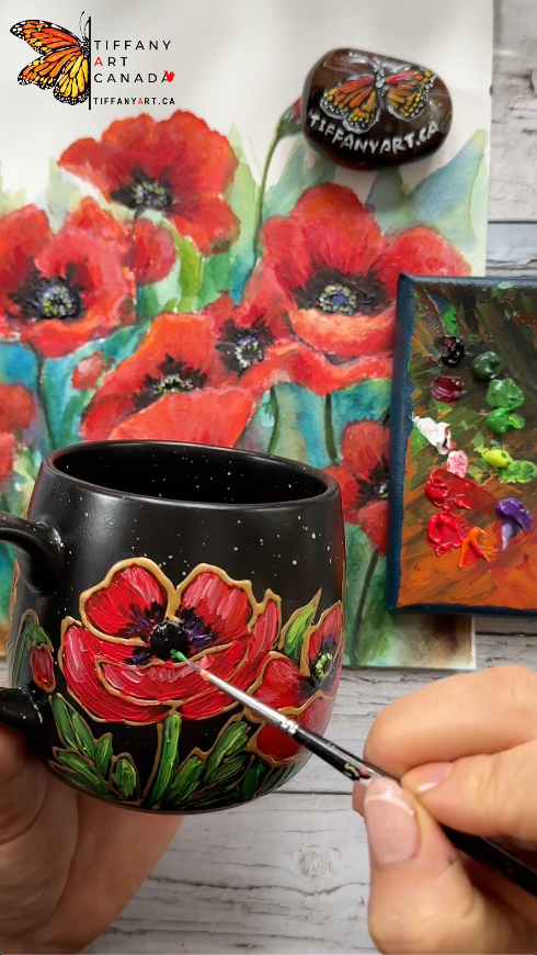 Hand Painted Poppy Mug