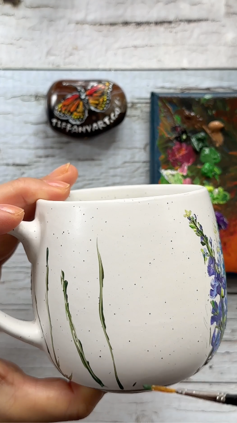 Hand Painted Larkspur Mug