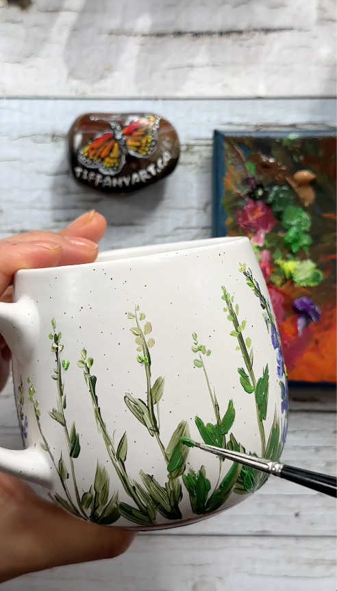 Hand Painted Larkspur Mug