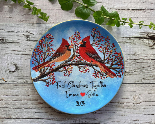 Hand Painted Cardinal Ring Dish