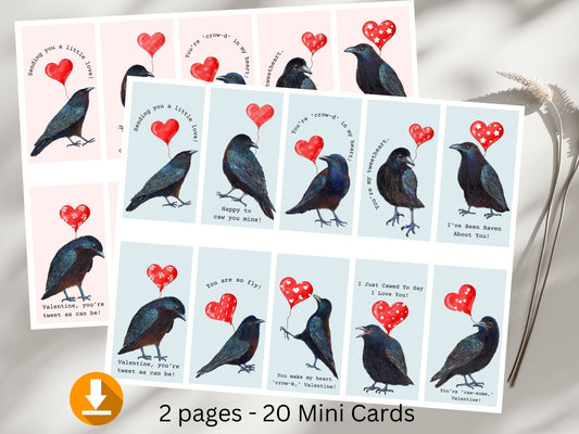 20 Min Crow Valentines Cards