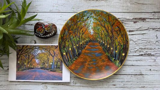 Hand Painted Central Park Fall Wedding Ring Dish