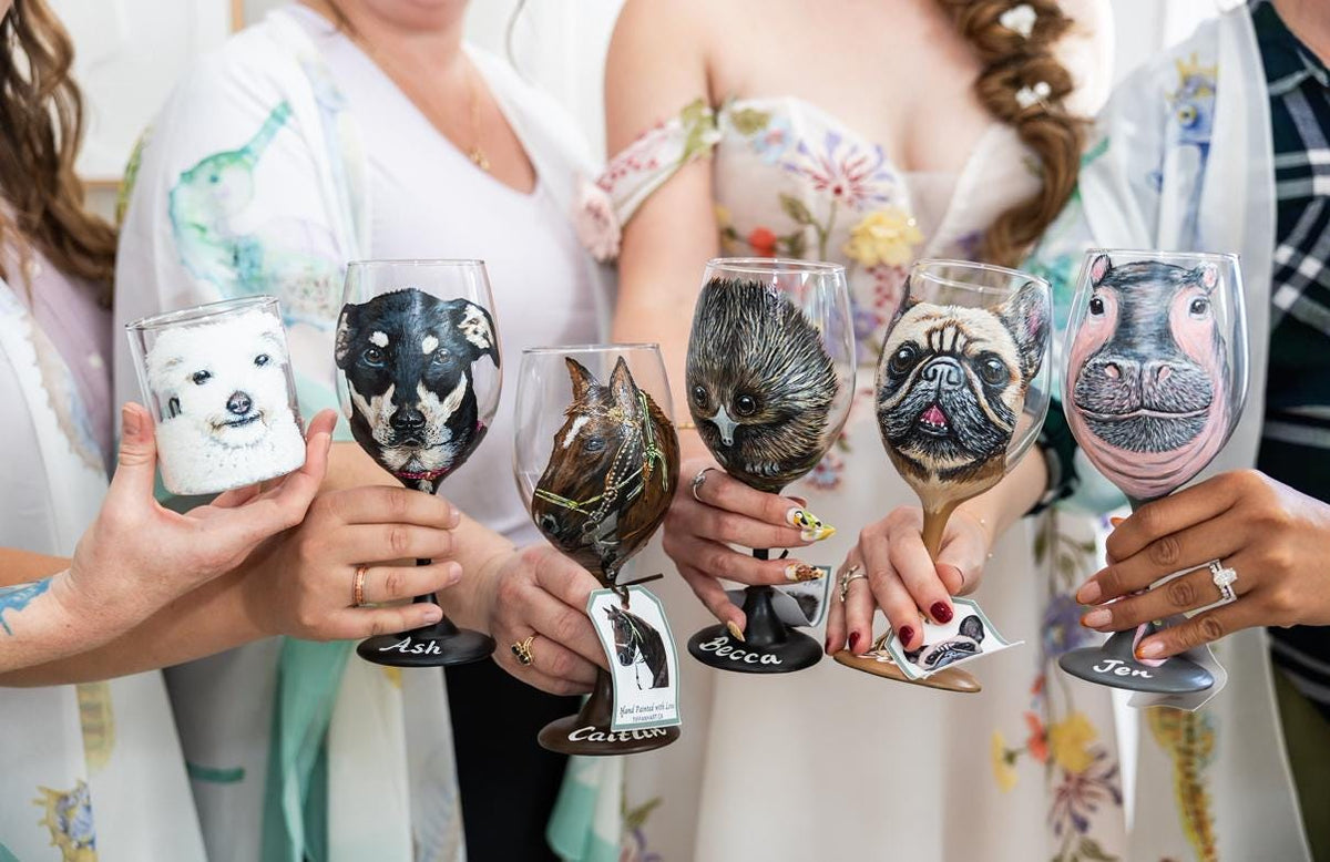 Hand-Painted Custom Dog Wine Glass