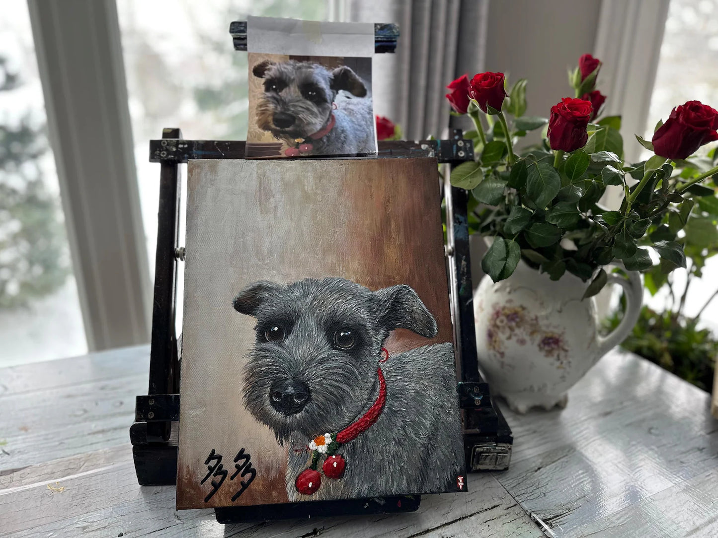 Custom Dog Portrait Painting, Hand Painted Acrylic Pet Art, Personalized Canvas Gift