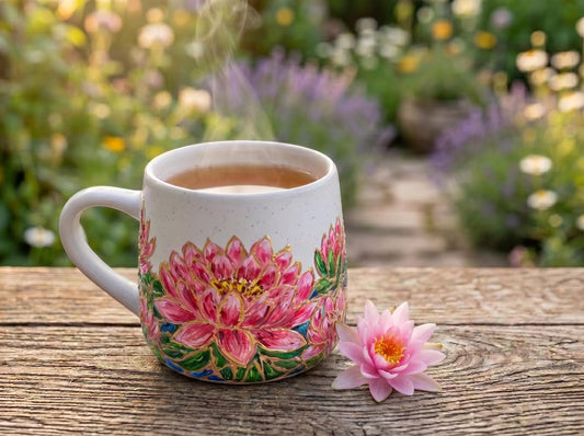 Custom Hand Painted Water Lily Mug – July Birth Flower Gift