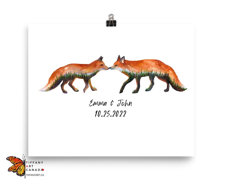 Personalized Fox Couple Print