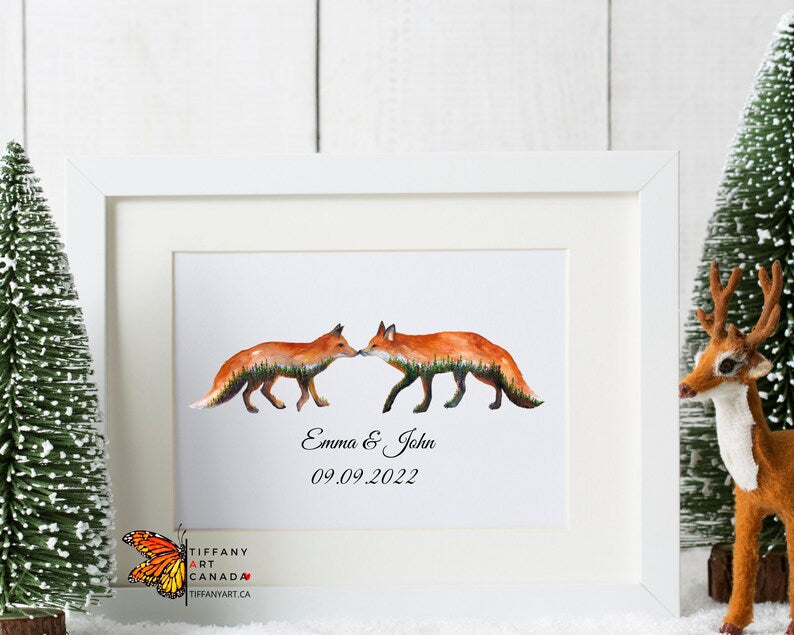 Personalized Fox Couple Print