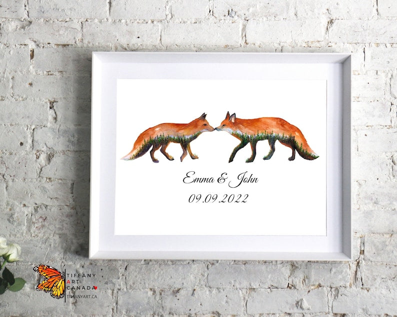 Personalized Fox Couple Print