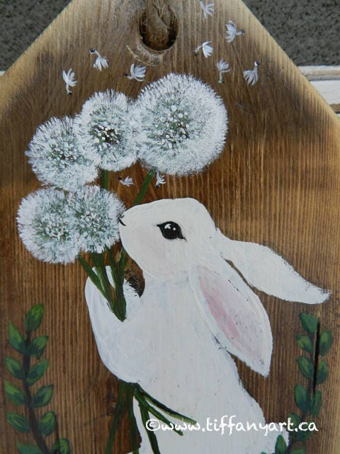 Easter Bunny Painting on Wood, Easter Decoration, Easter Wood Sign, Easter Door Decor, Spring Bunny Gift, Spring Decor, Bunny Lover Gift