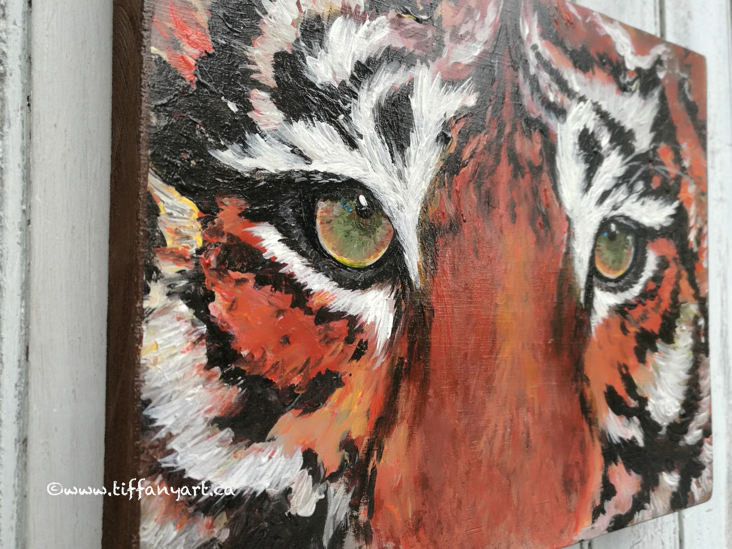Original Tiger Painting on Wood, Wild Animal Painting, Wildlife Art, Tiger Art, Tiger Gift for Him, Father's Day Gift, Tiger Wall Art