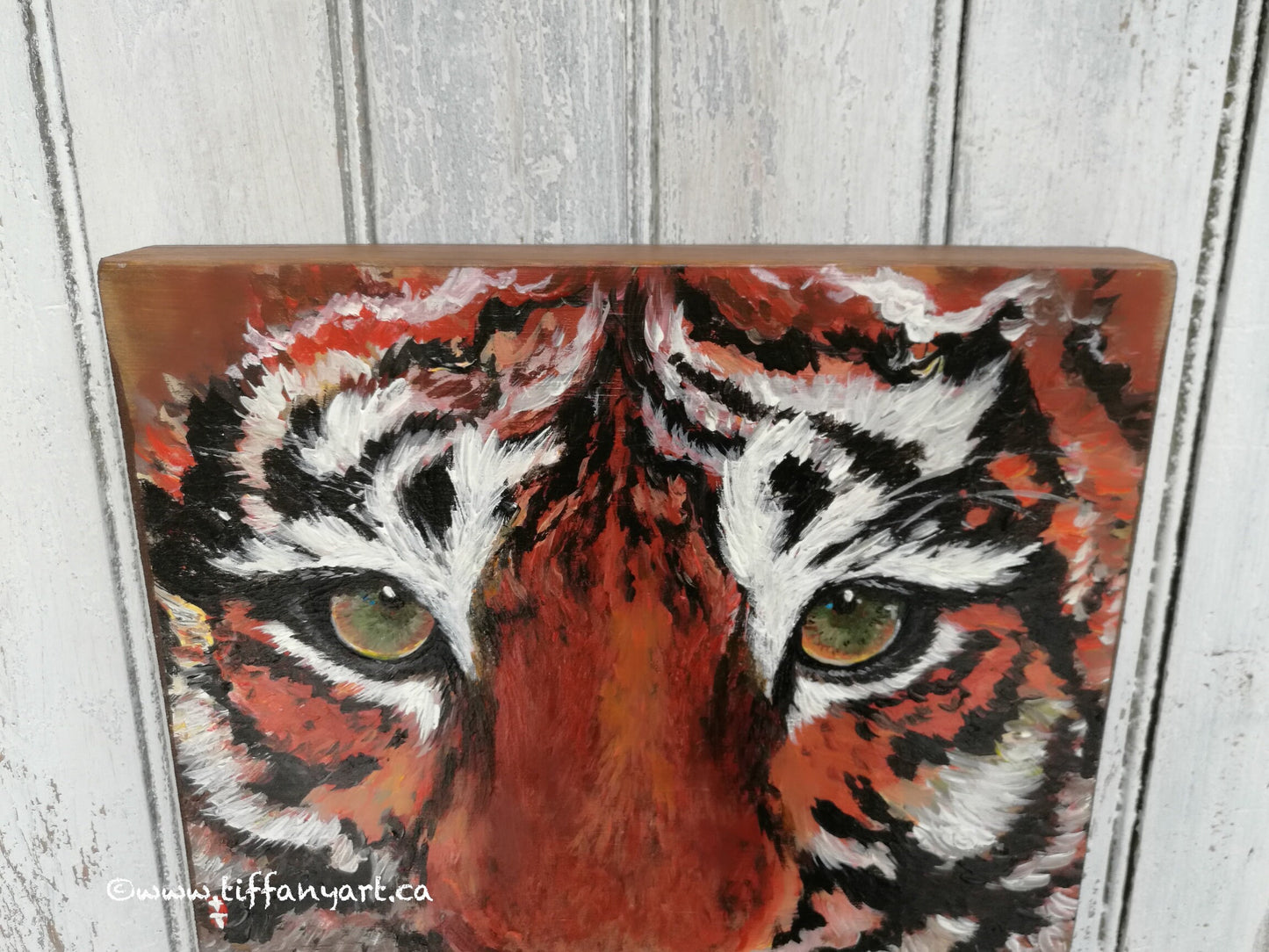 Original Tiger Painting on Wood, Wild Animal Painting, Wildlife Art, Tiger Art, Tiger Gift for Him, Father's Day Gift, Tiger Wall Art