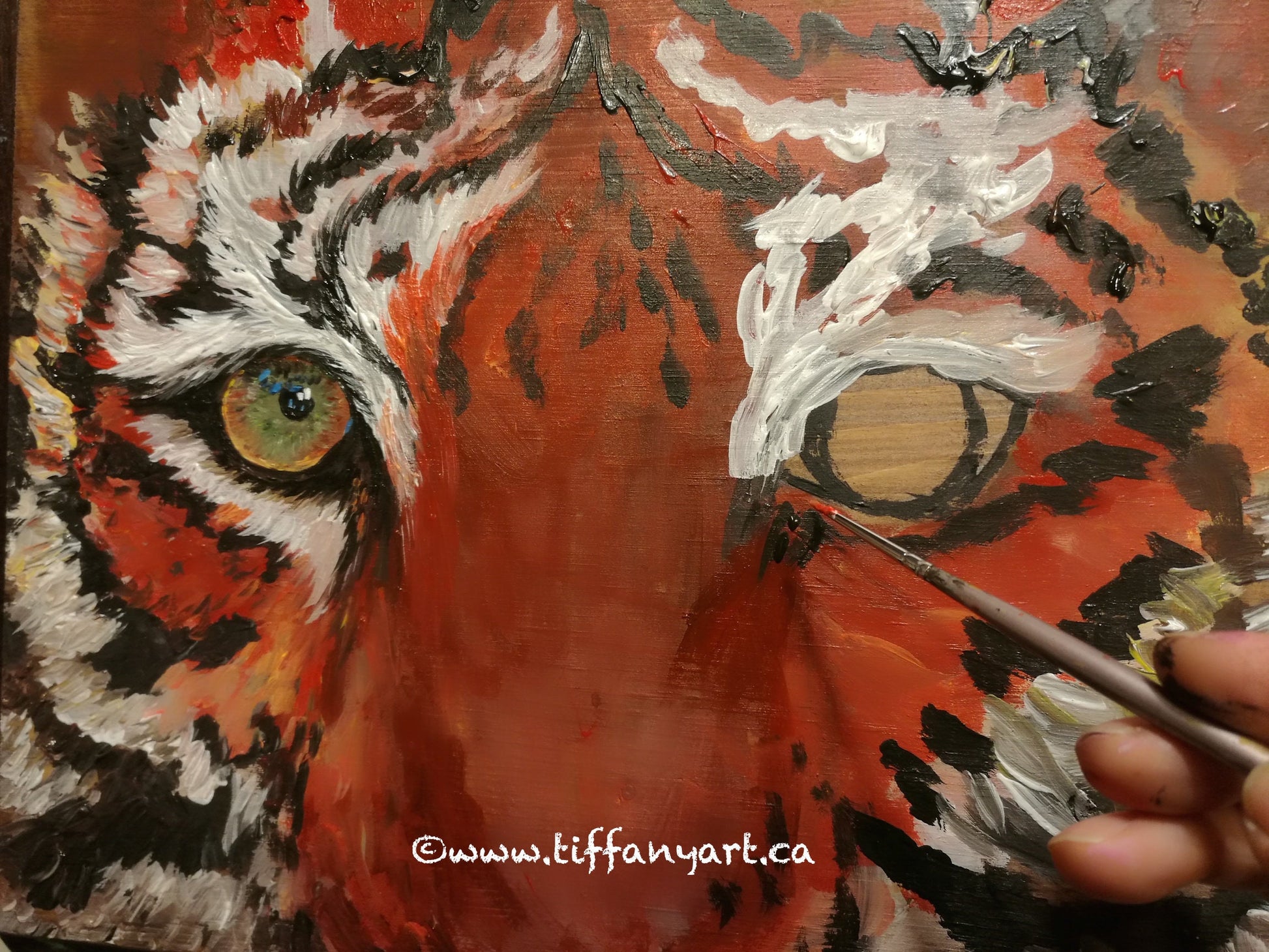 Tiger painting on Wood, Tiger art, Tiger artwork, Wild animal painting, Gift for Him, Hunter cabin decor, Animal painting, Wild animal art