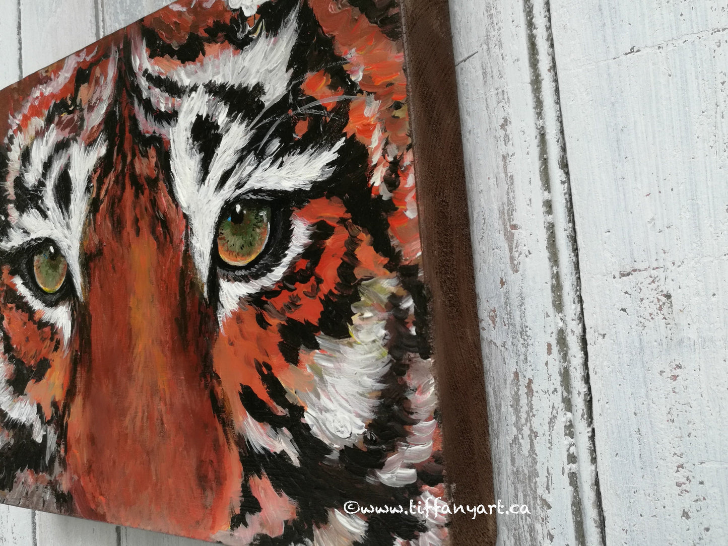 Original Tiger Painting on Wood, Wild Animal Painting, Wildlife Art, Tiger Art, Tiger Gift for Him, Father's Day Gift, Tiger Wall Art