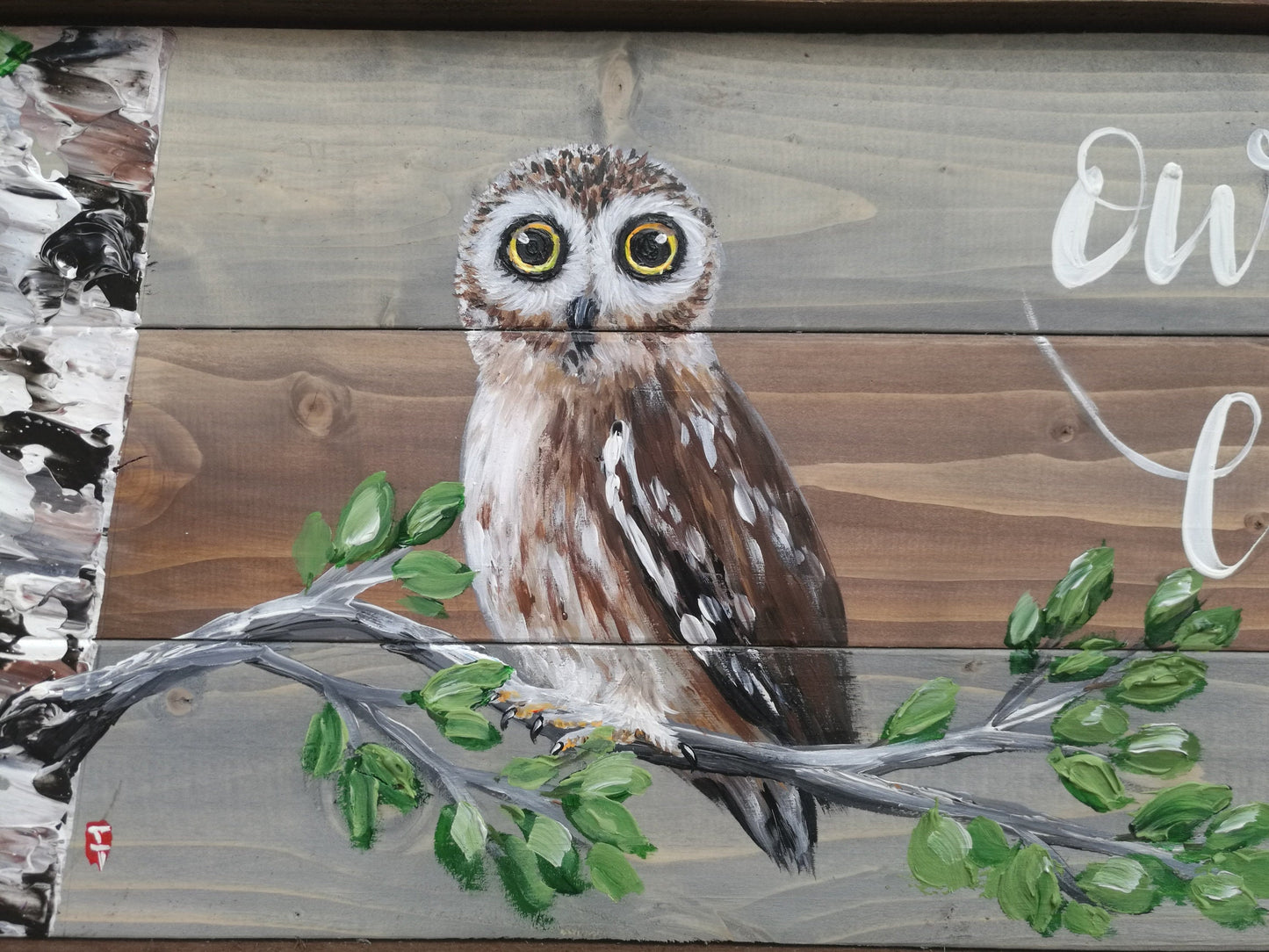Hand-Painted Owl Art, Rustic Wood Sign, Owl Lover Gift