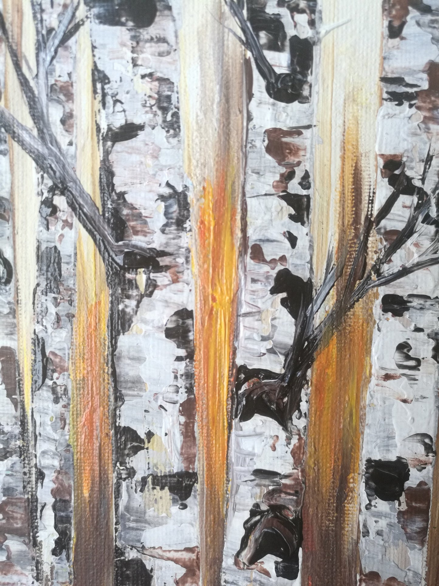 Birch Tree Landscape Abstract Painting on Canvas