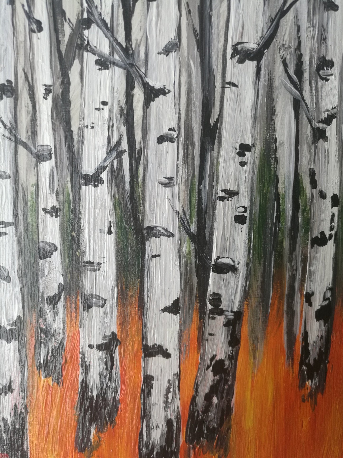 Aspen Tree Palette Knife Painting on Canvas