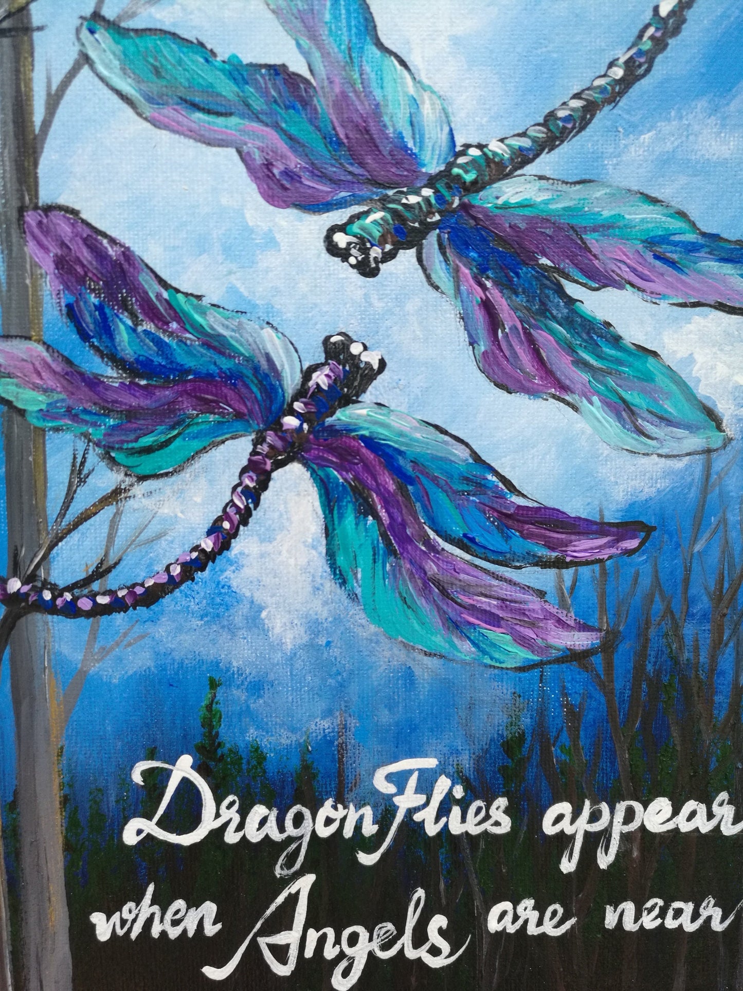 Dragonfly Acrylic Painting: Sympathy Gift, Remembrance Wall Art