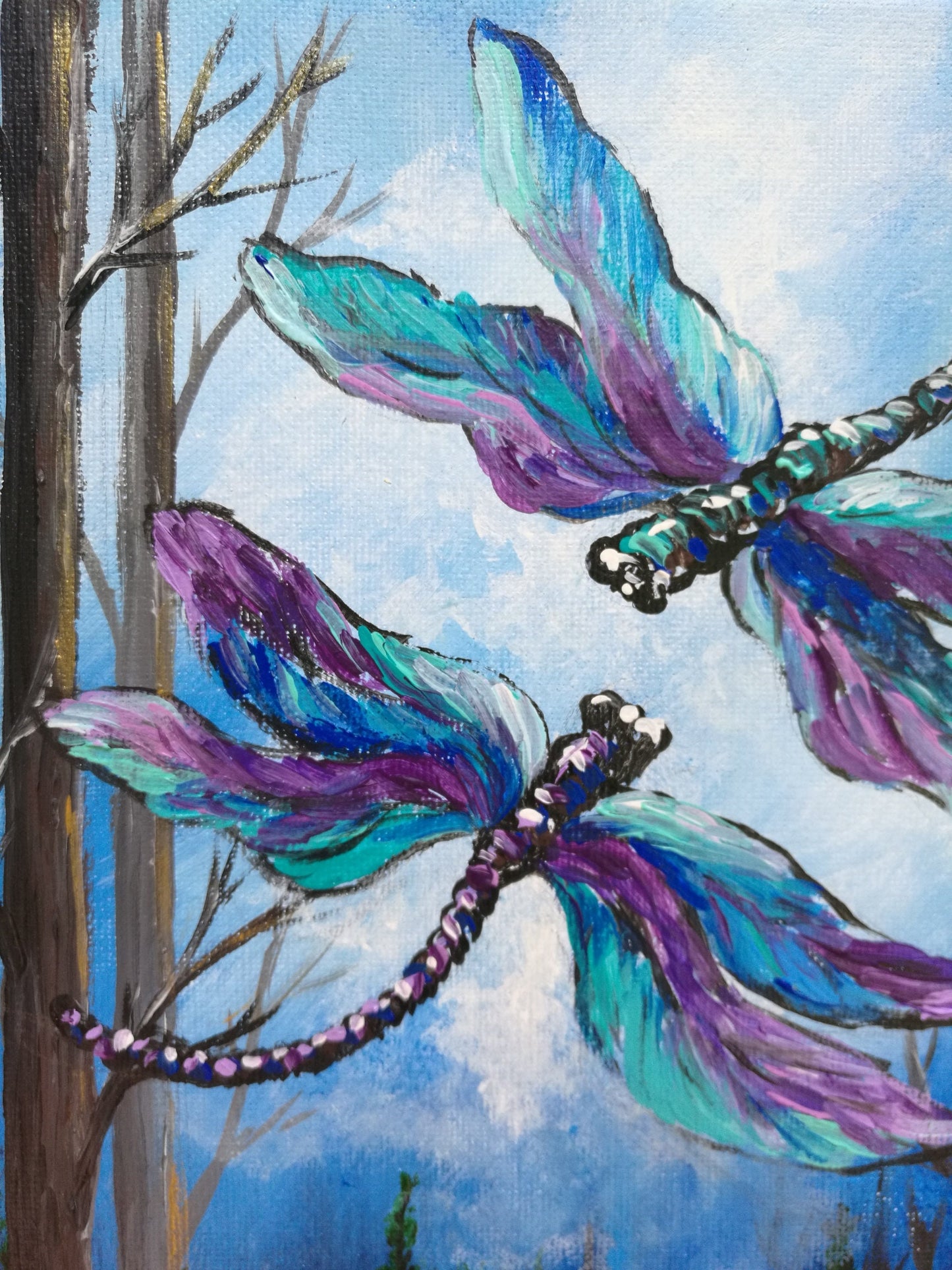 Dragonfly Acrylic Painting: Sympathy Gift, Remembrance Wall Art