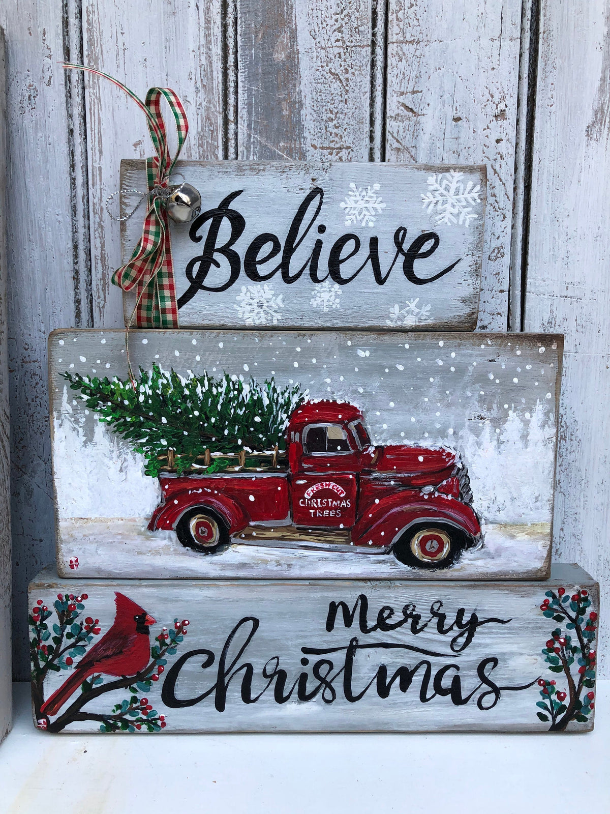 Christmas wood sign set - photo 4