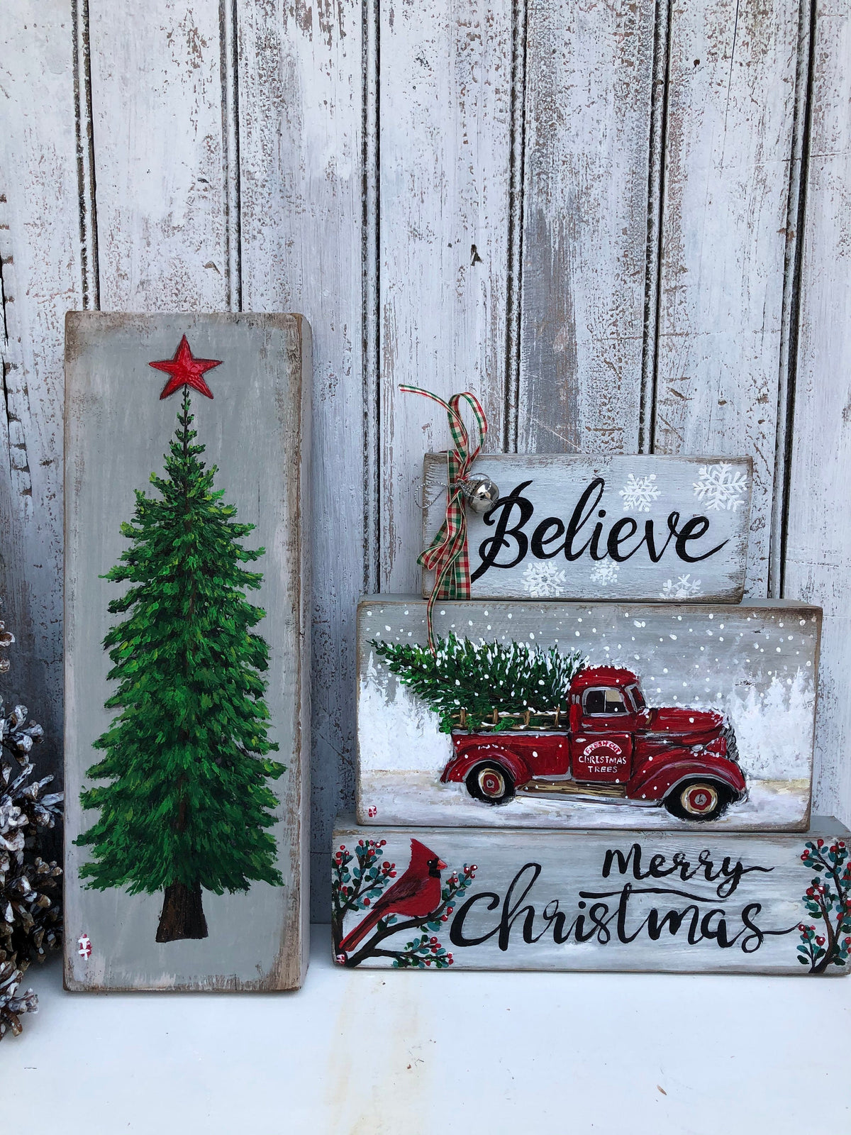 Christmas wood sign set - photo 2