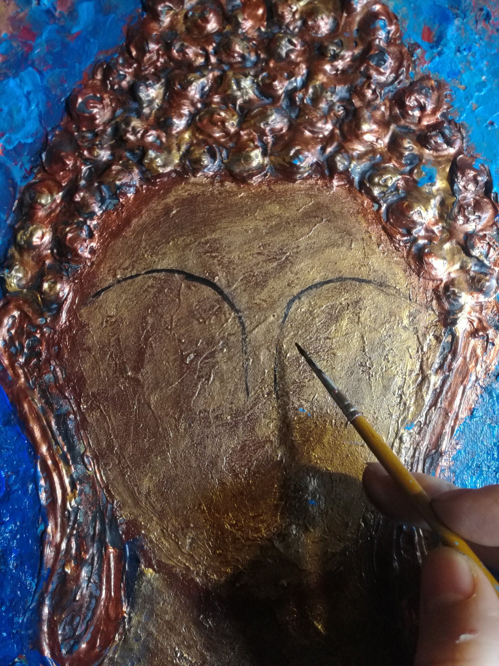 Original Buddha painting on Canvas, Buddha Lover Gift, Meditation Wall Decor, Yoga studio decor, Gold Buddha, Buddha decoration