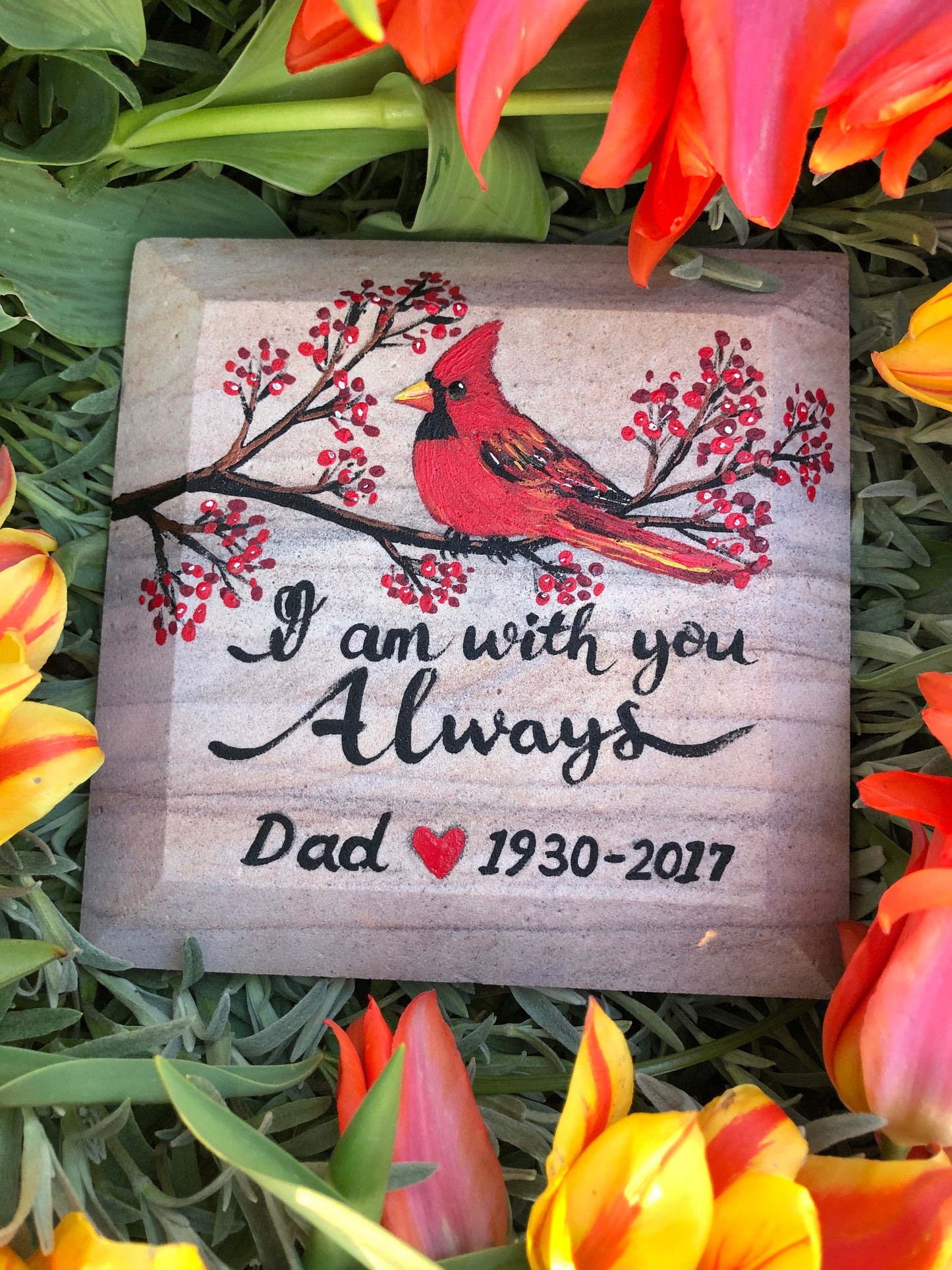 Cardinal Memorial Stone 6.25x6.25" (2)