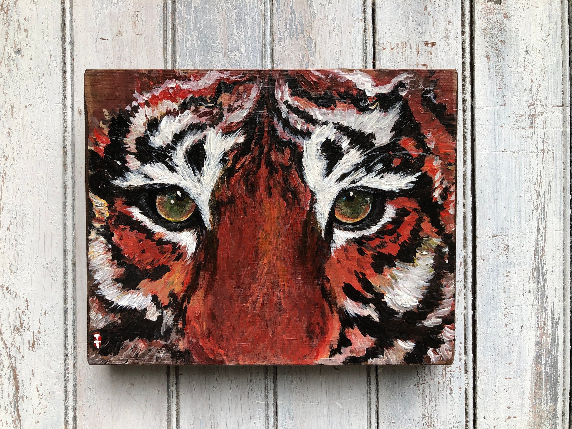 Tiger painting on Wood, Tiger art, Tiger artwork, Wild animal painting, Gift for Him, Hunter cabin decor, Animal painting, Wild animal art