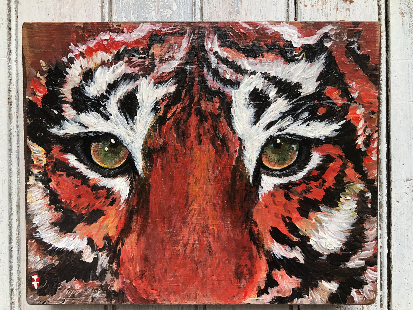 Tiger painting on Wood, Tiger art, Tiger artwork, Wild animal painting, Gift for Him, Hunter cabin decor, Animal painting, Wild animal art