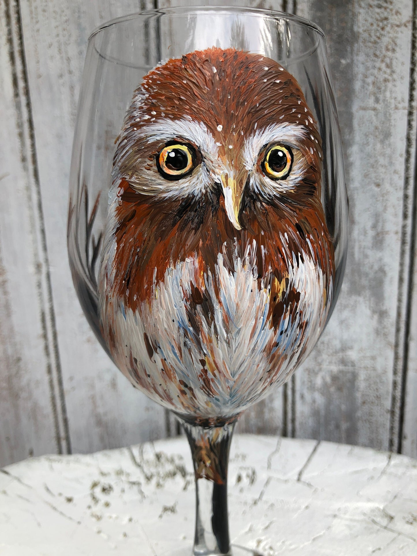 Hand Painted Owl Wine Glass: Unique Bird Lover Gift, Owl Lover Gift, Birthday Owl for Her, Boss, Teacher Thank you Gift