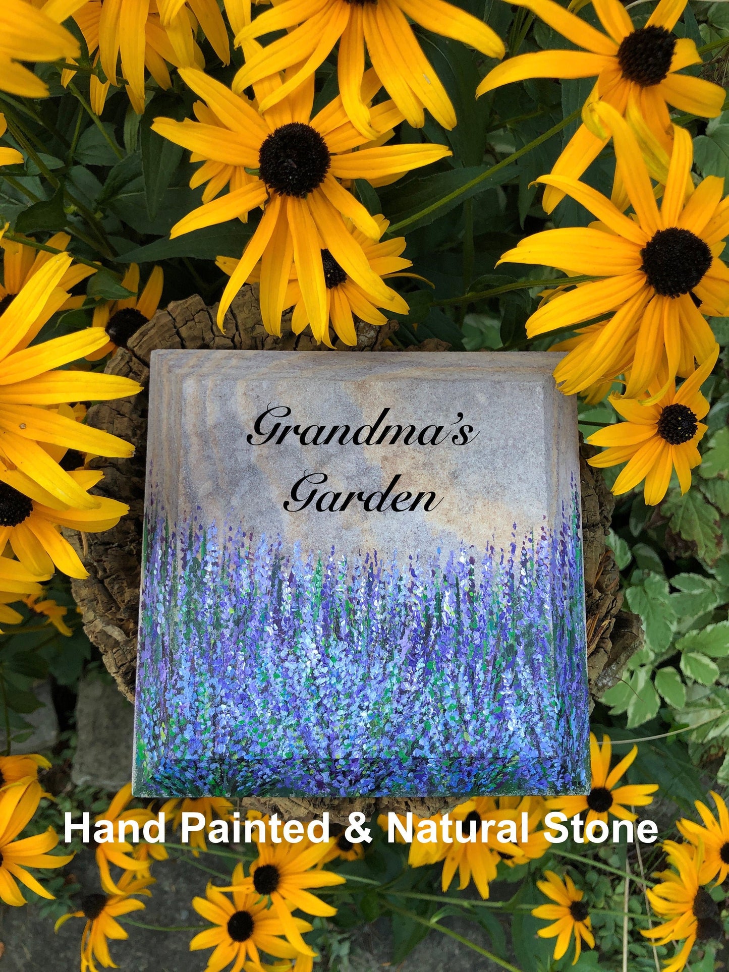 Hand Painted Garden Stone 6.25x6.25" (2)
