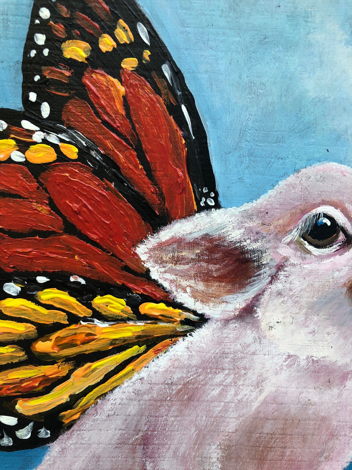 Original Pig Painting: Farmhouse Butterfly Pig Art on Wood