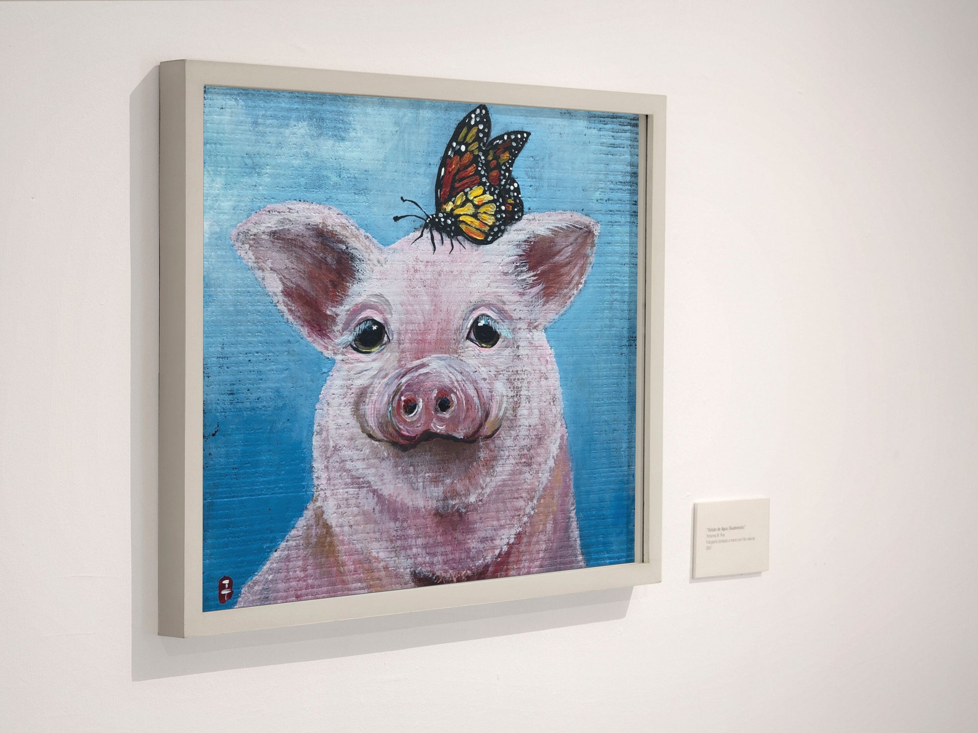 Original Pig Painting on Wood: Farmhouse Piggy Wall Art