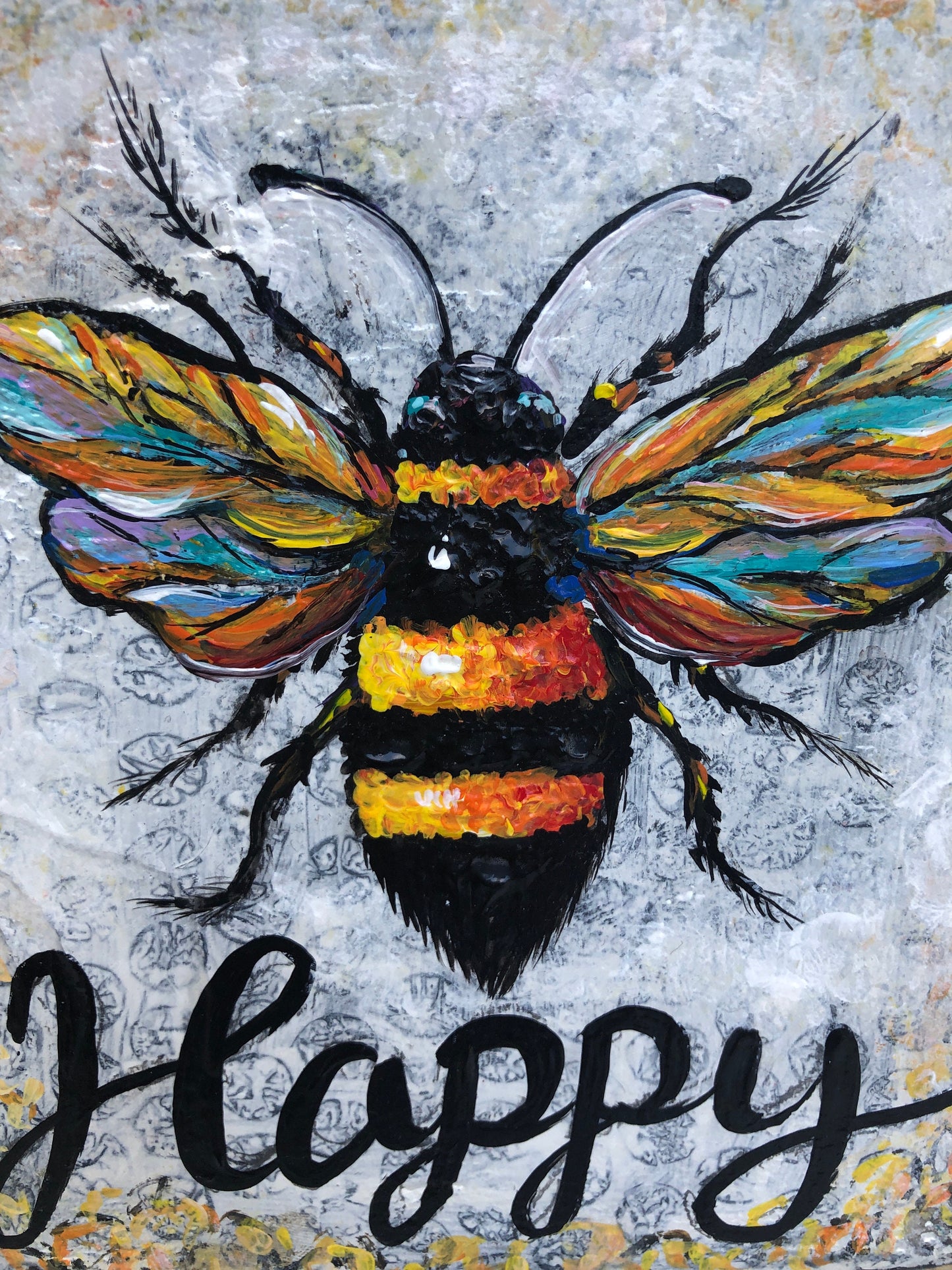 Be happy sign, bee happy, Bee painting, Bee decor, Bee decorations, farmhouse decor, Happy decor, Bee art, Bee happy sign, Bee artwork