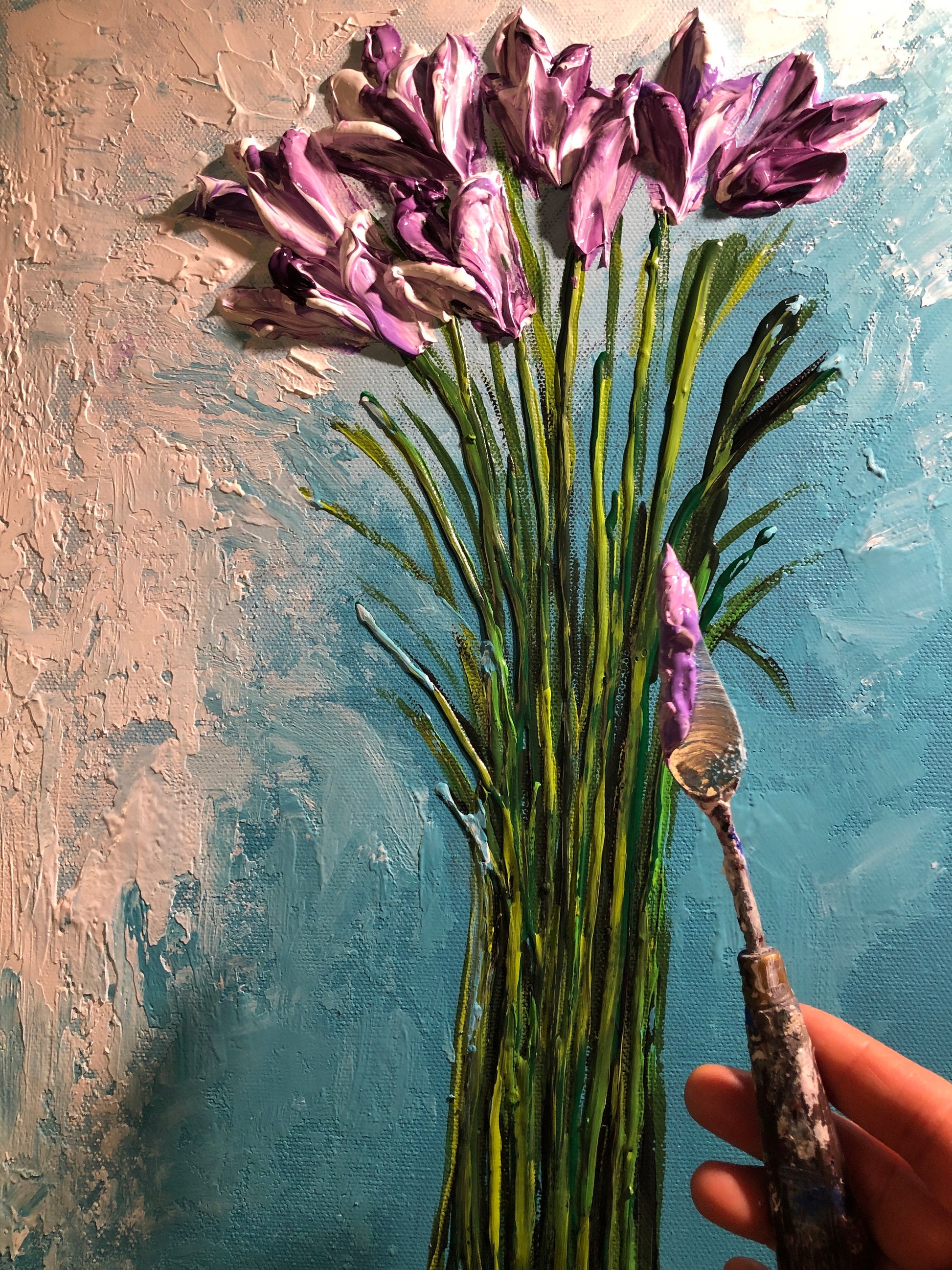 Original Tulip Oil Painting On Canvas, Tulip Lover Gift