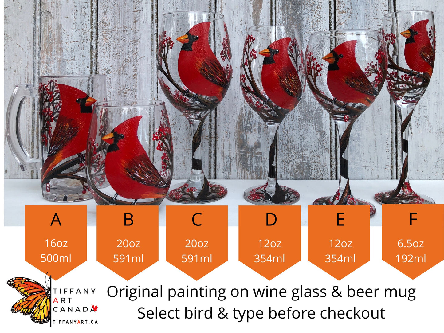 Hand Painted Bird Wine Glass: Blue Jay Tumbler, Bird Lover Gift