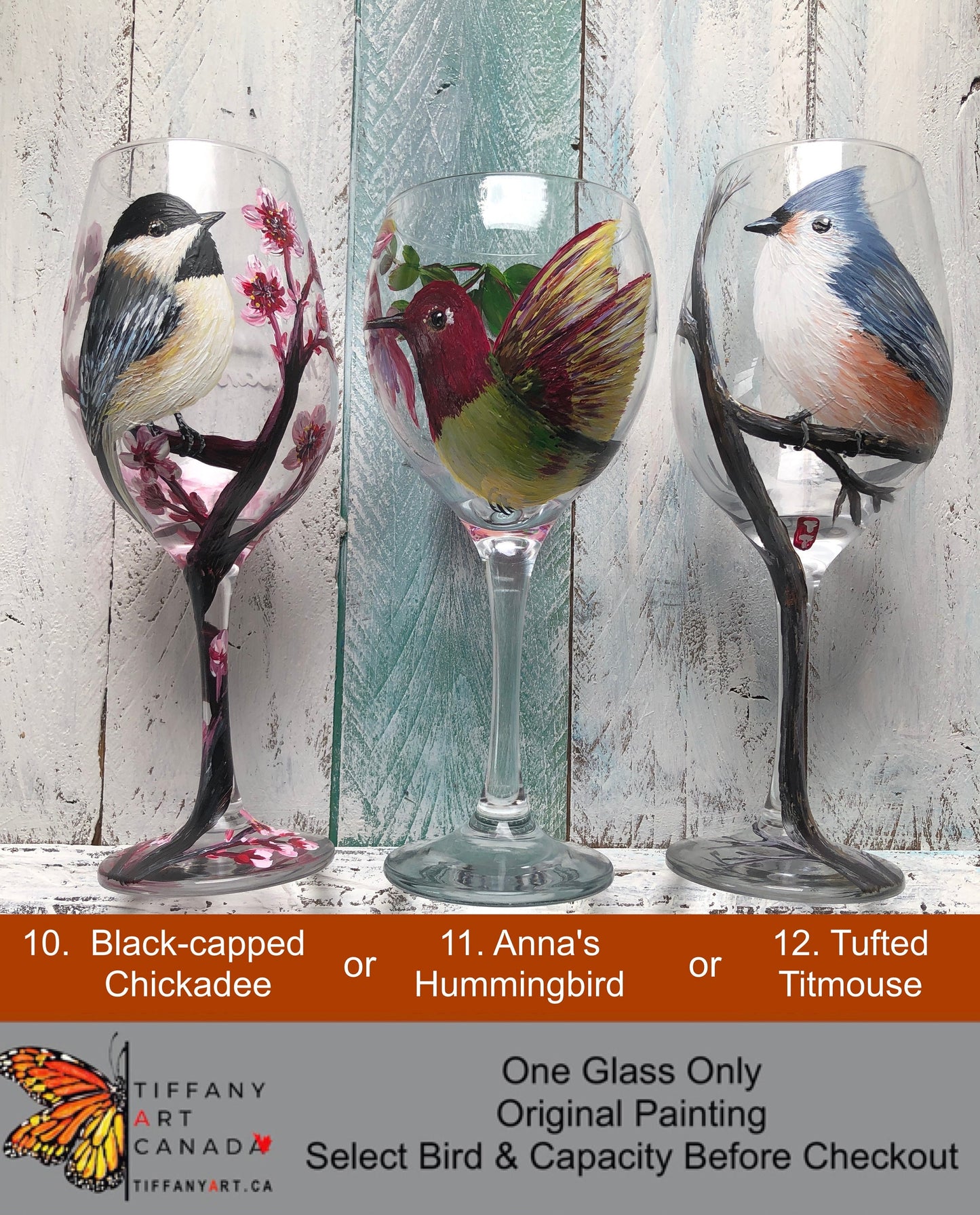 Hand Painted Bird Couple Wine Glass, Goldfinch Wine Glass, Custom Love Birds Wedding Gift, Personalized Bird Engagement Anniversary Gift
