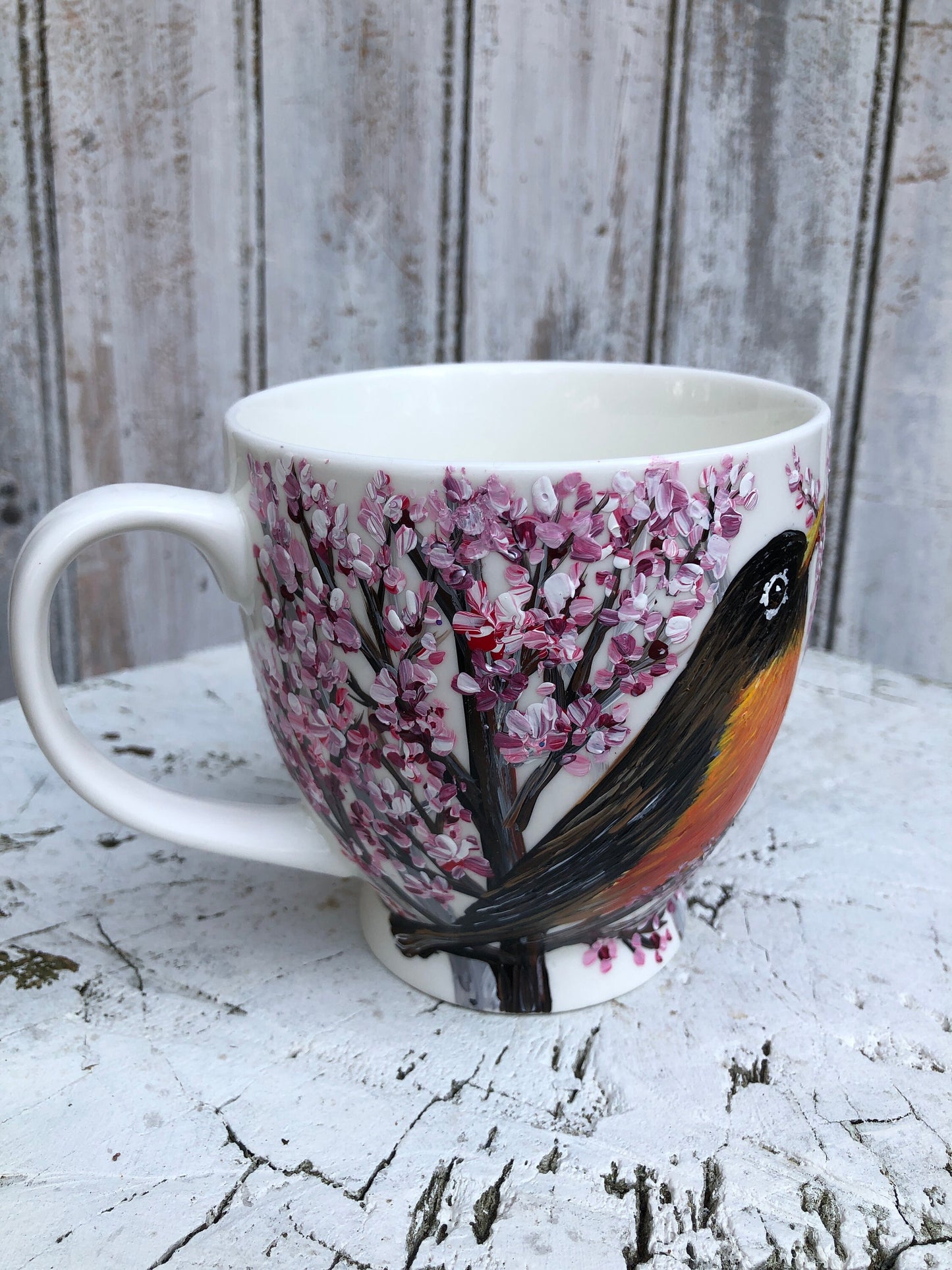 Personalized Bird Coffee Mug: Hand-Painted Robin Bird Art, Hummingbird Gift
