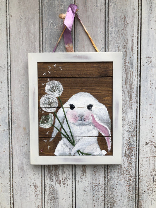 Bunny Painting on Wood, Easter decorations, Easter bunny, Easter decor, Spring decor, Easter gift