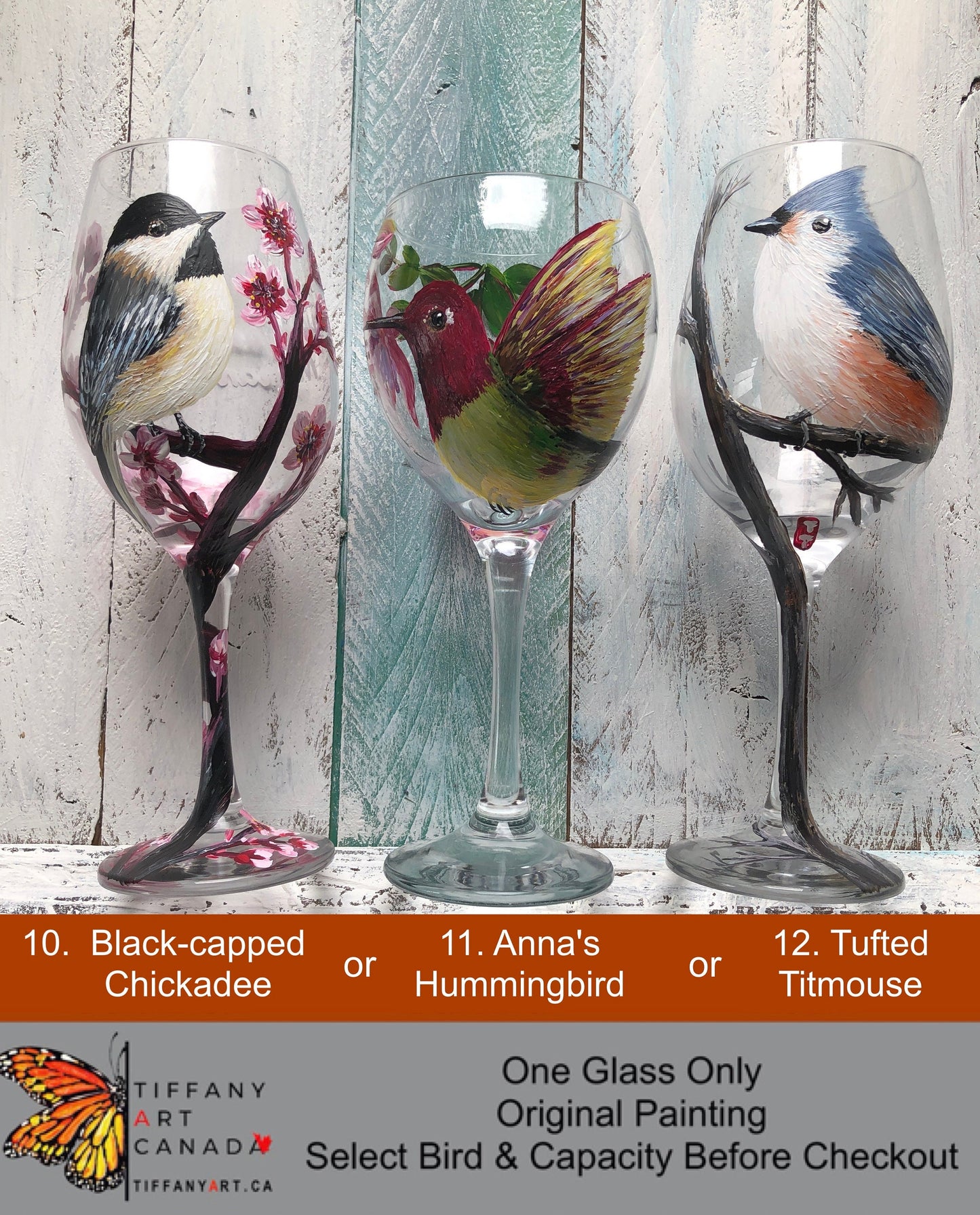 Hand Painted Bird Wine Glass: Blue Jay Tumbler, Bird Lover Gift