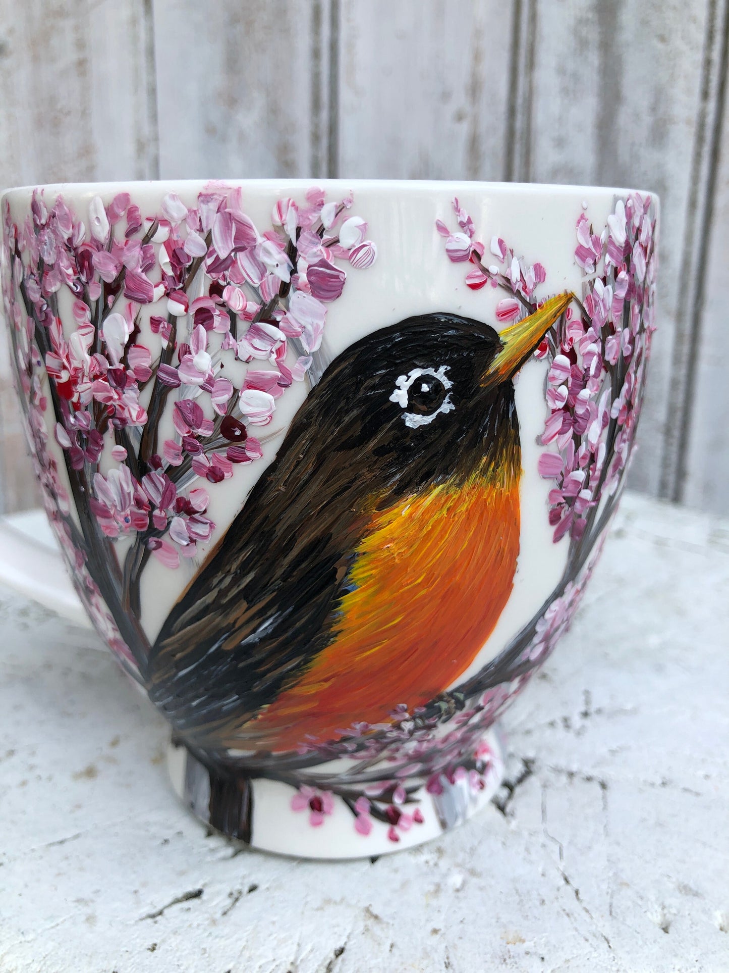Personalized Bird Coffee Mug: Hand-Painted Robin Bird Art, Hummingbird Gift