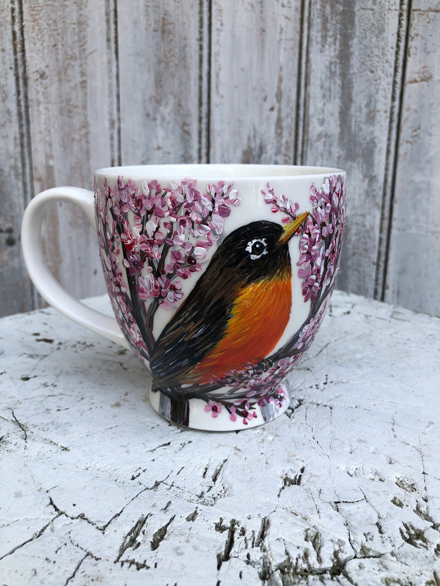 Personalized Bird Coffee Mug: Hand-Painted Robin Bird Art, Hummingbird Gift