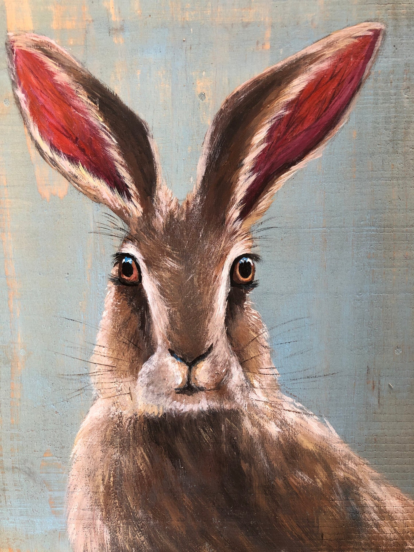 Original Bunny Painting On Wood, Spring Sign, Bunny Lover Gift, Bunny Cardinal, Easter Rabbit Painting, Gift for Mom, Gift for Grandma