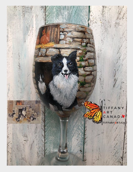 Custom dog Portrait  Wine Glass From Your Photo