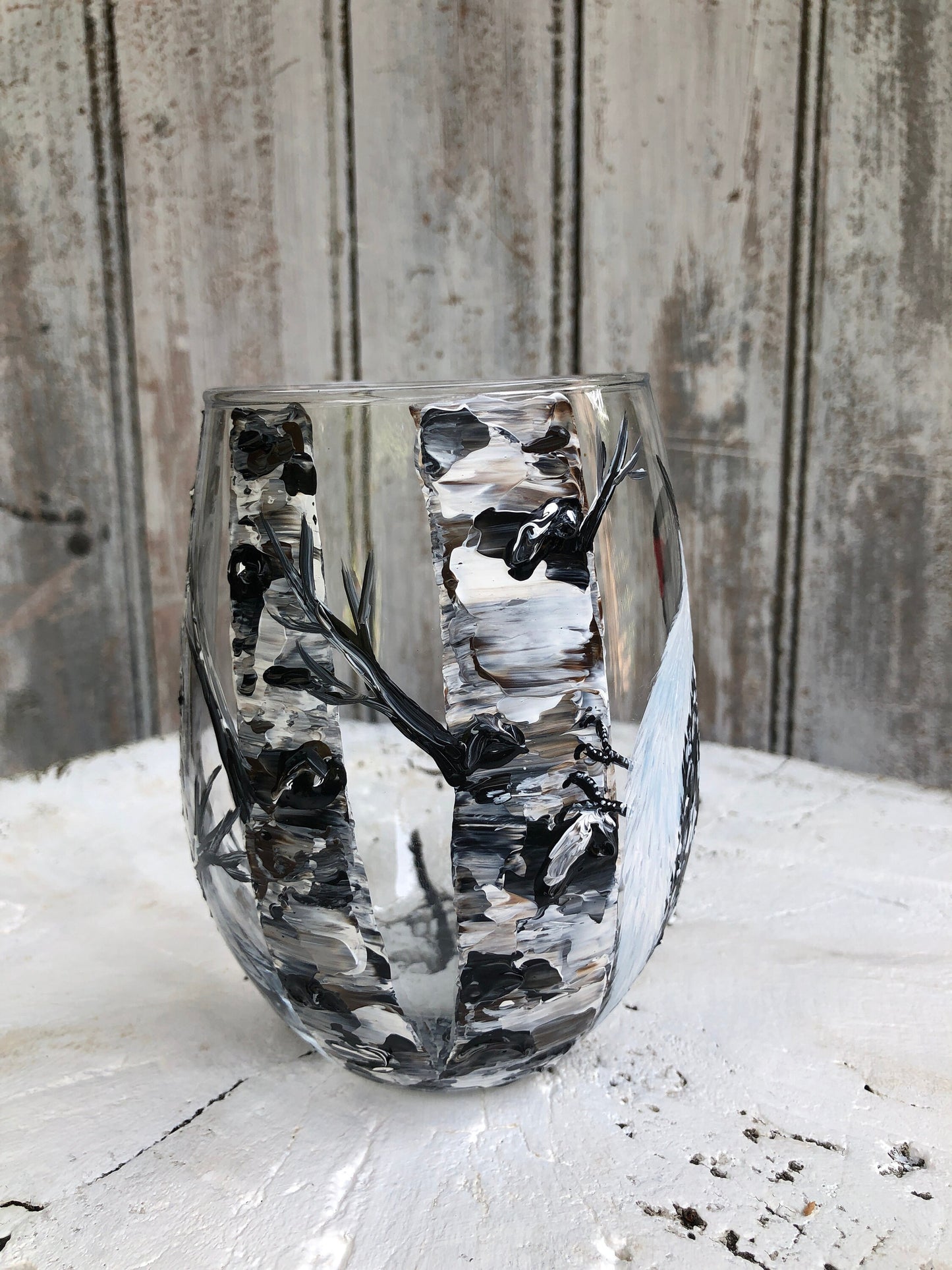Hand Painted Woodpecker Wine Glass: Bird Lover Gift